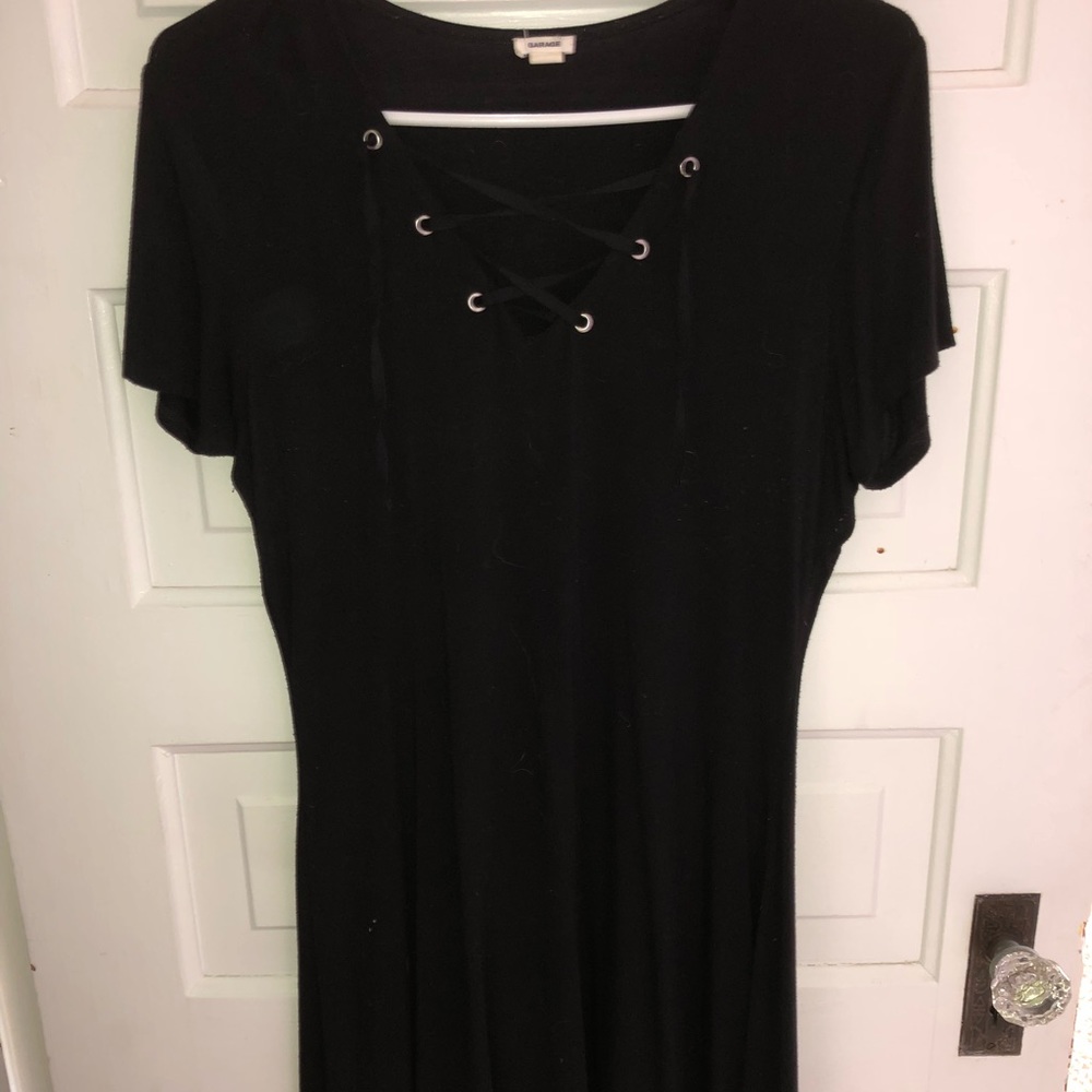 Black, corset front dress